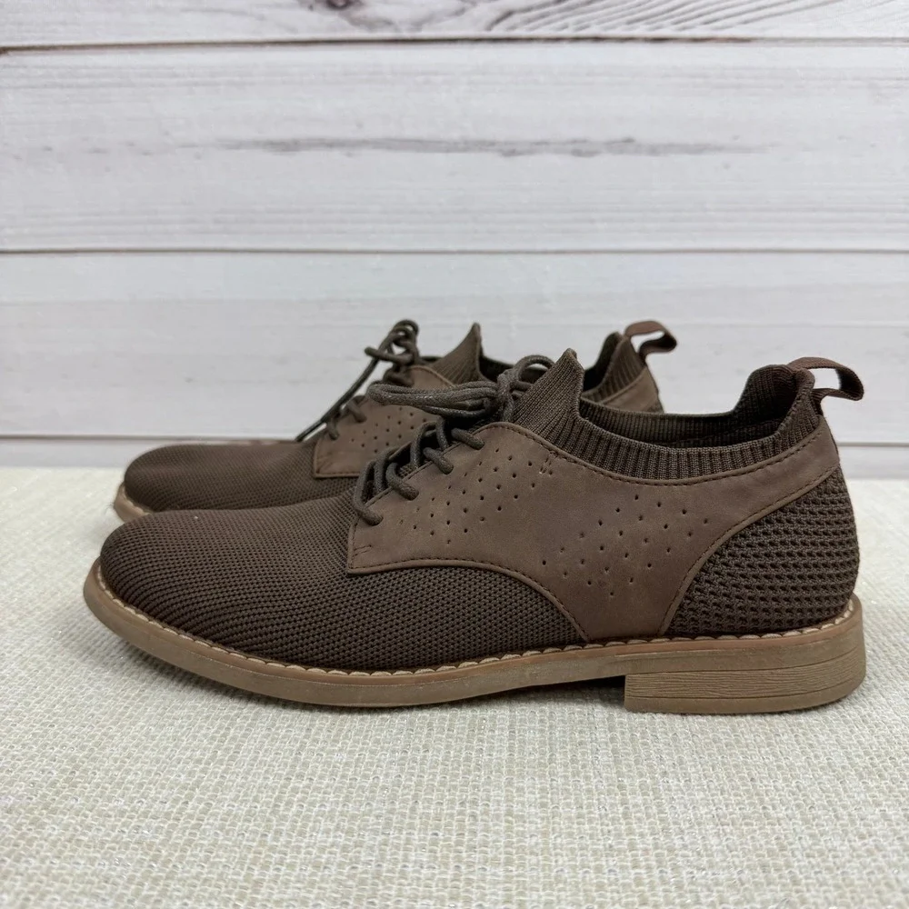 Steve Madden Brugby Mens Kids Brown Knit Dress Shoes Size 6